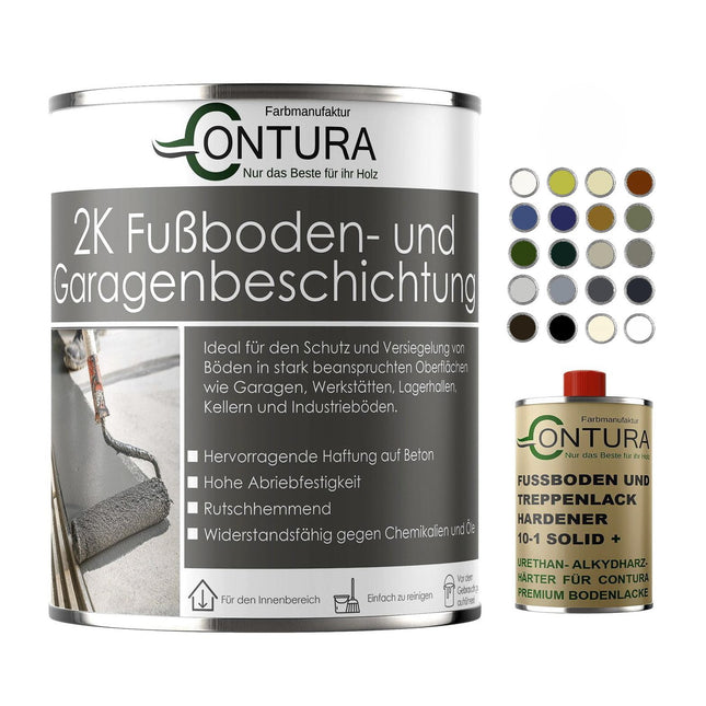 Contura 2K Bodenfarbe SEIDENMATT Betonfarbe Garagenfarbe Kellerboden Fussbodenlack - Farbmanufaktur Contura Berkemeier - Farbmanufaktur Contura Berkemeier