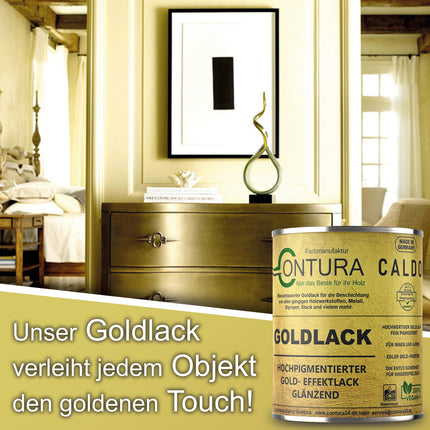 Contura Caldo Goldlack Goldfarbe Gold Effektlack Möbellack Holzlack Metalllack Möbel Farbe