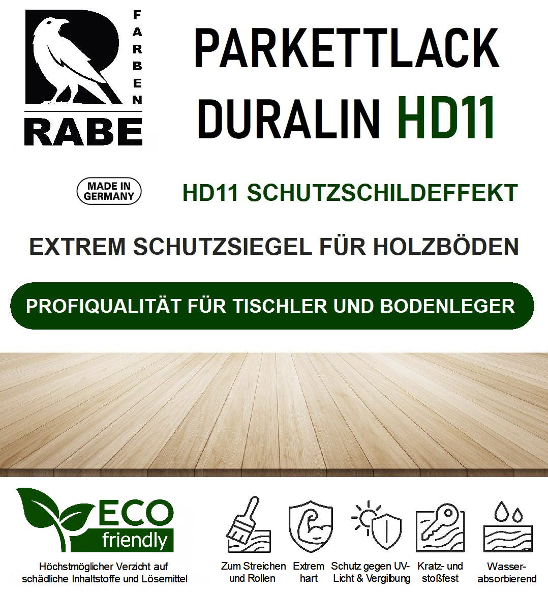 RABE Parkettlack Treppenlack Duralin HD11 Klarlack Hochleistungs Lack 2in1 für Holzboden - Farbmanufaktur Contura Berkemeier - Farbmanufaktur Contura Berkemeier