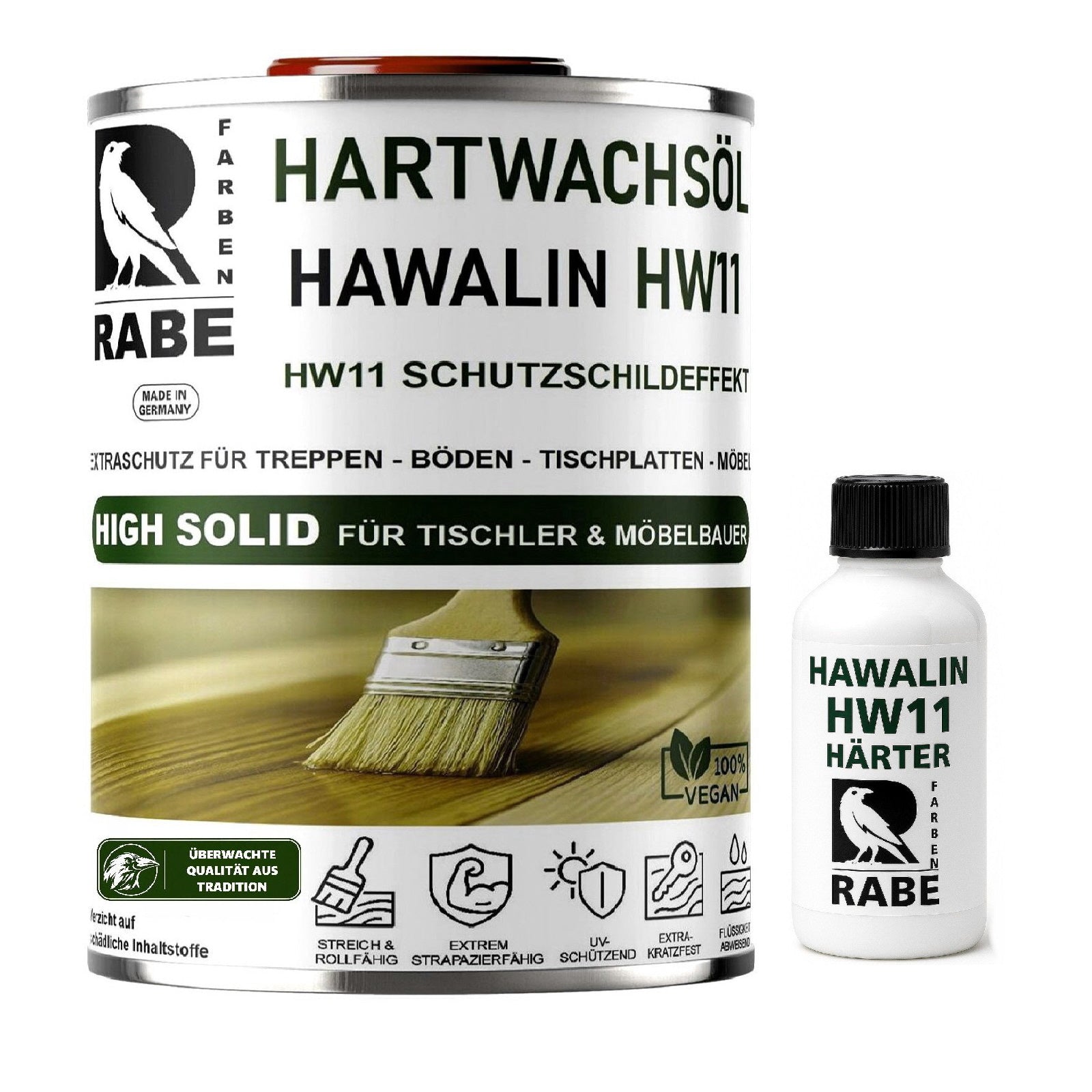 RABE - 2K Hartwachsöl mit Härter High Solid Farblos seidenmatt Parkett Möbel Öl