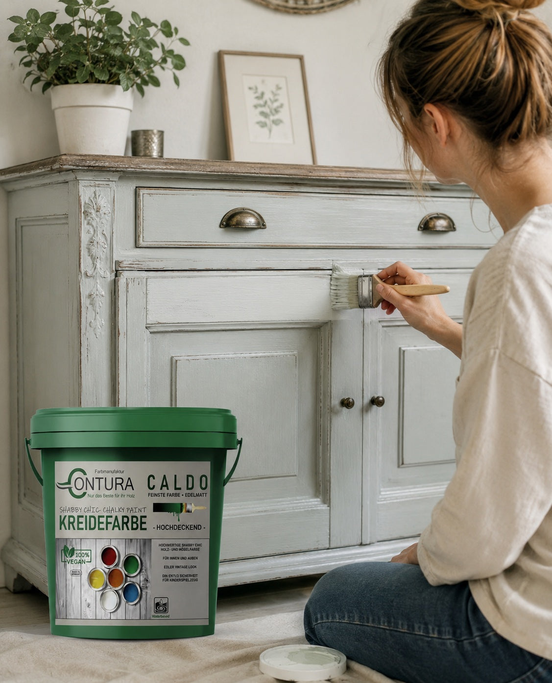 Contura Kreidefarbe Shabby Chic Möbellack Lack Möbel Farbe Holzlack Natur 5Kg.
