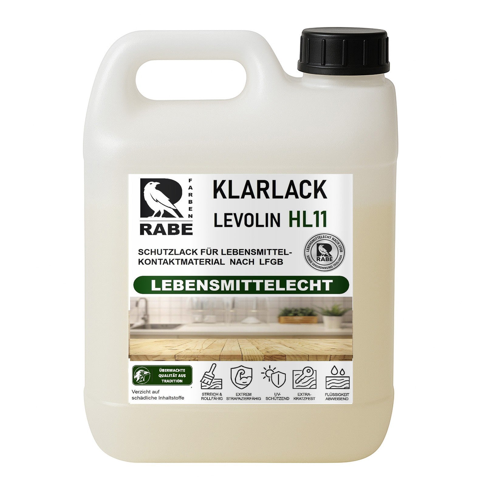 RABE Klarlack Matt Lebensmittelecht LFGB + 1935/2004 Versiegelung Möbellack Holz