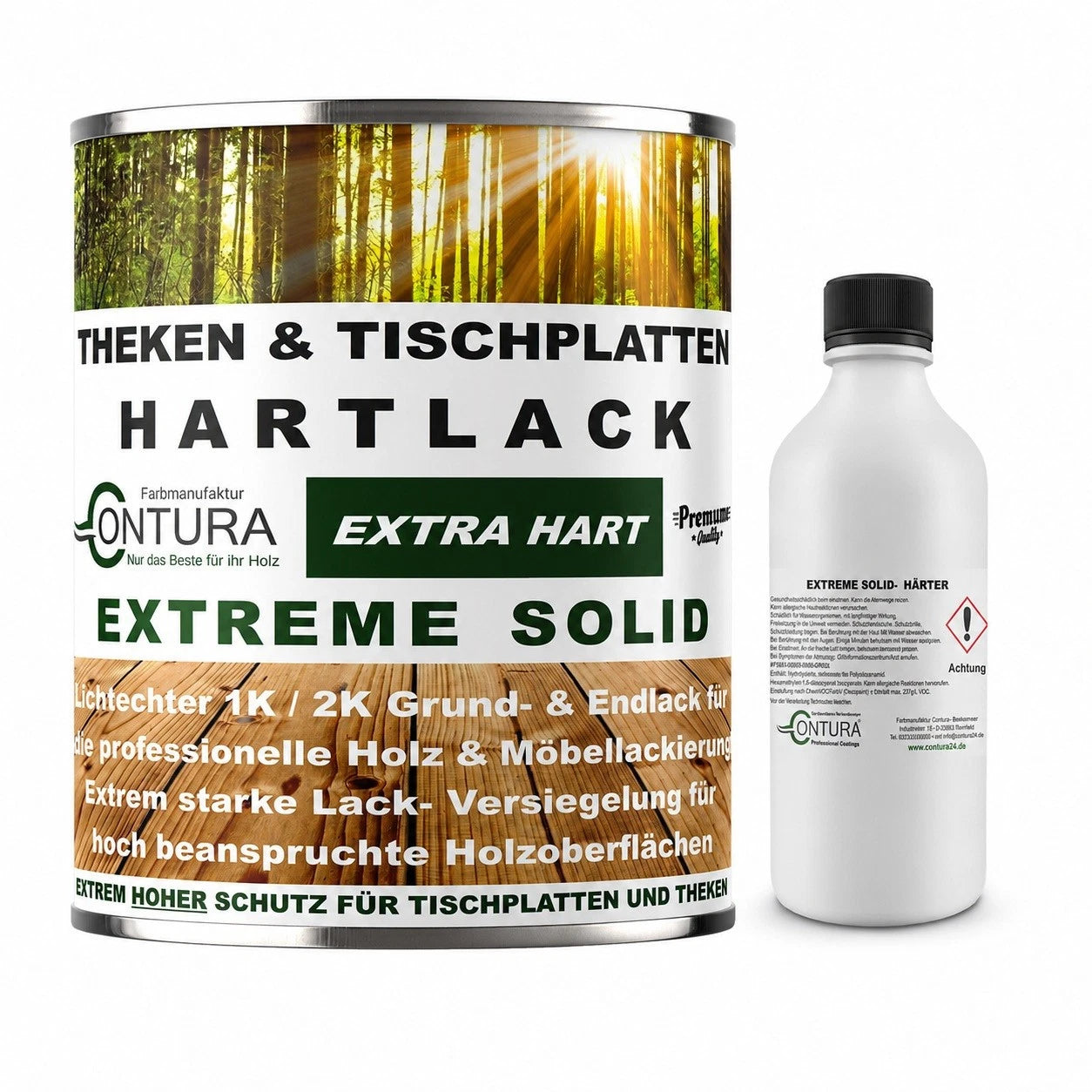 Contura 2K- Hartlack Thekenlack -Seidenmatt- Tischplattenlack Klarlack Set