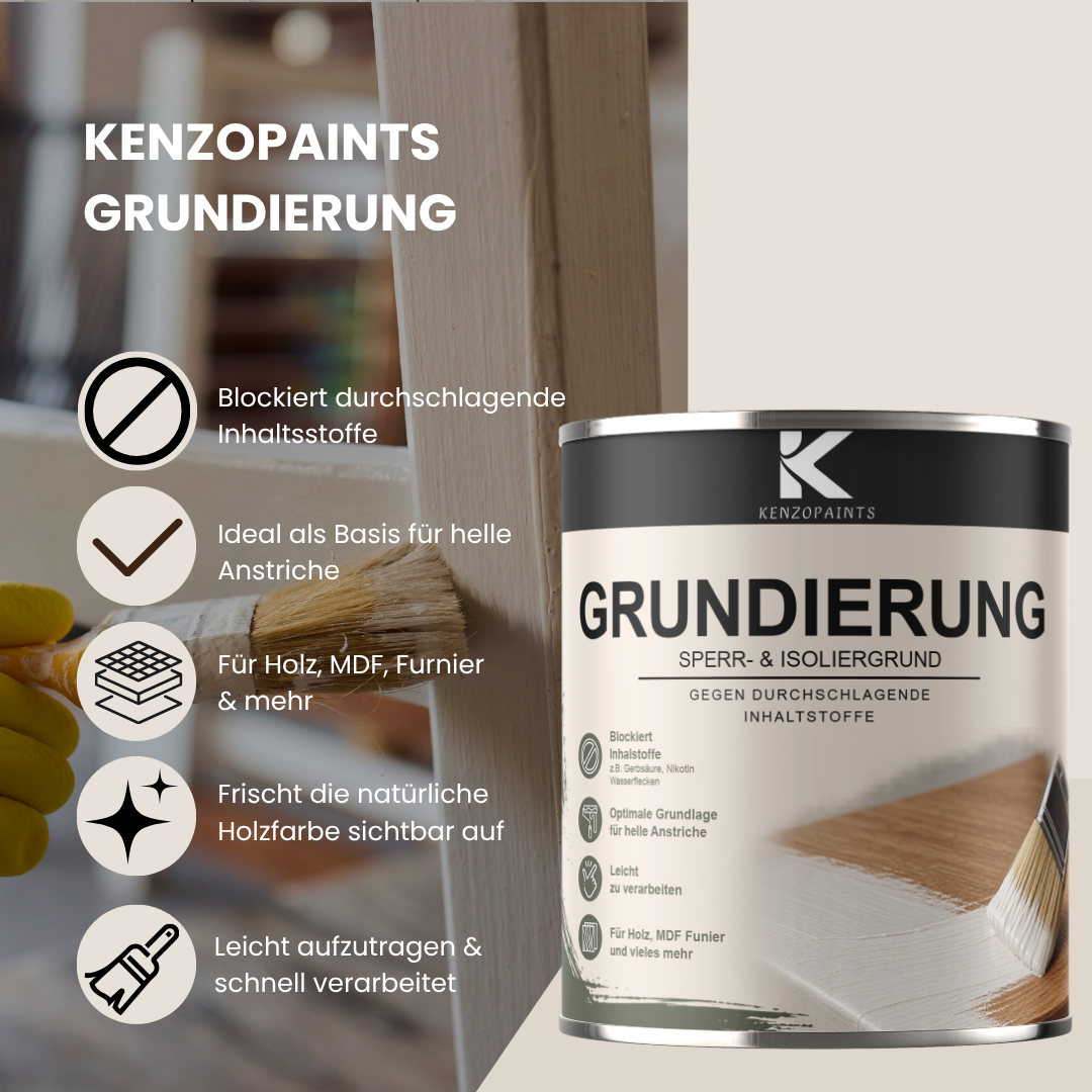 Kenzopaints Grundierung Sperrgrund Isoliergrund für Holz, MDF & Möbel