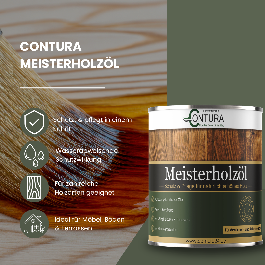 Contura Meisterholzöl Holzöl Hartöl Leinöl Holzschutz für Holz Öl Möbel Natur Pflegeöl