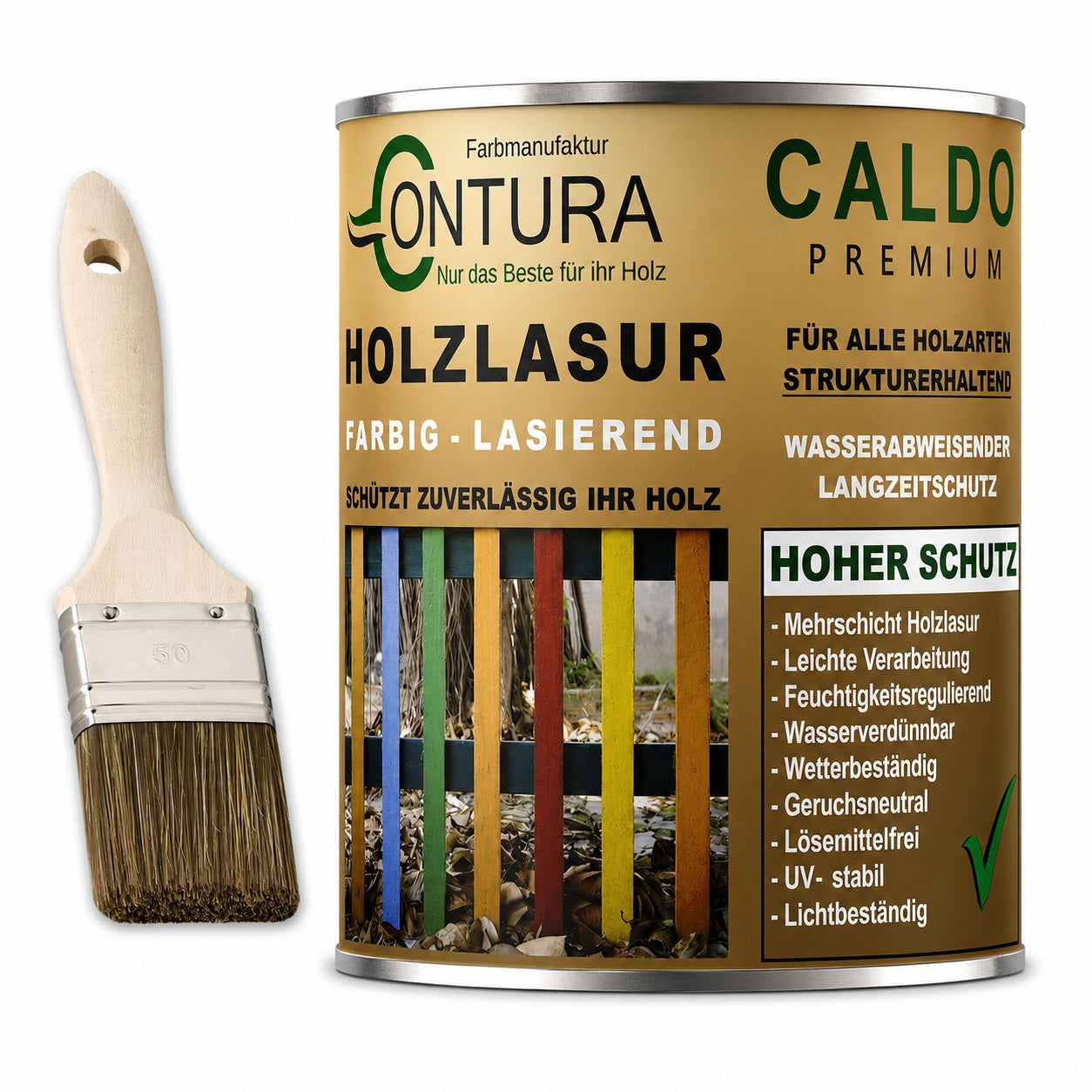 Contura Holzlasur Langzeitschutz Lasur + Pinsel Holz Außen Dauerschutzlasur Holzfarbe