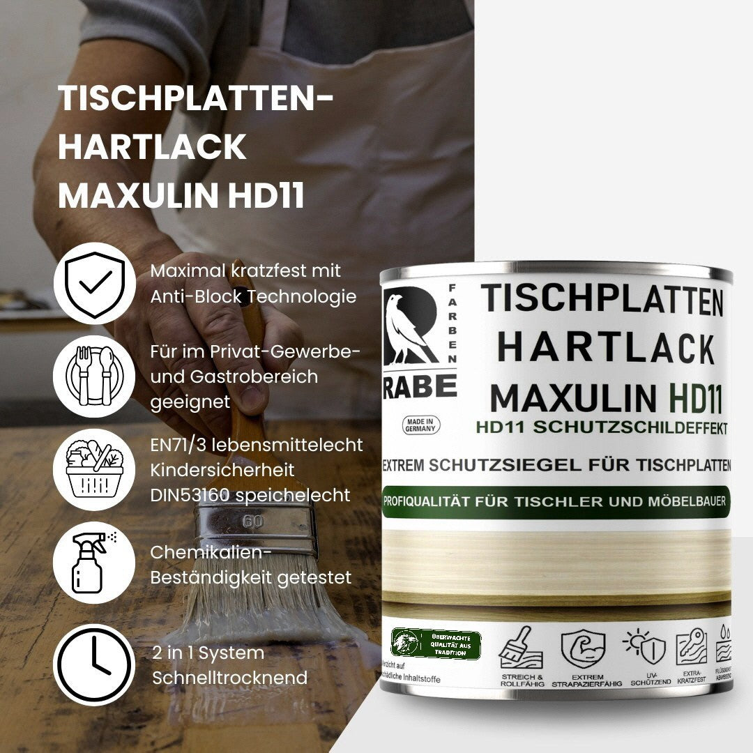 RABE Hartlack für Tischplatten Thekenlack Holzlack farblos Möbel Lack Eiche uvm