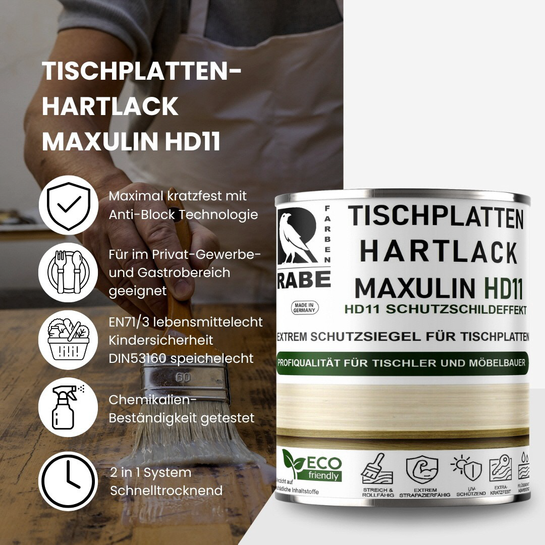 RABE Hartlack für Tischplatten Thekenlack Holzlack farblos Möbel Lack Eiche uvm - Farbmanufaktur Contura Berkemeier - Farben Rabe