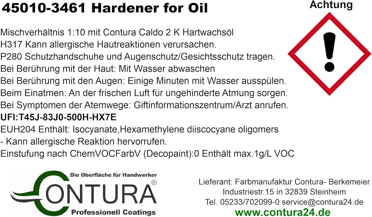 Contura Hartwachsöl 2K mit Härter Premium Holzöl Parkettöl Objektöl Treppenöl Fußbodenöl - Farbmanufaktur Contura Berkemeier - Farbmanufaktur Contura Berkemeier
