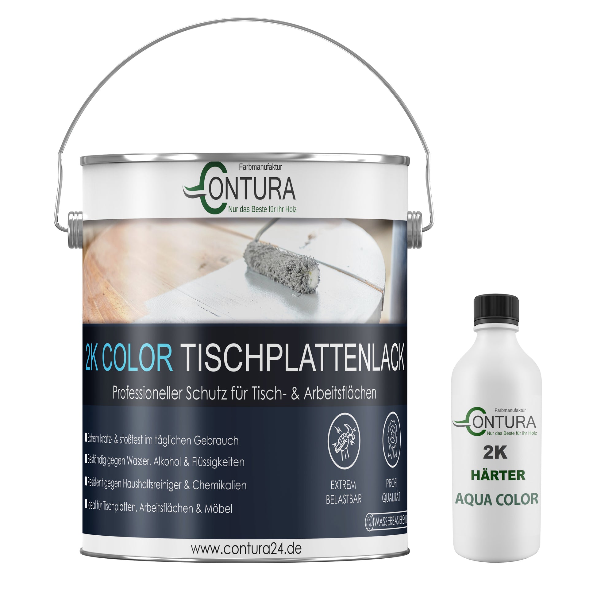 Contura 2K Hartlack Tischplattenlack Color Set 2 Komponenten Farbe Thekenlack Buntlack - Farbmanufaktur Contura Berkemeier - Farbmanufaktur Contura Berkemeier