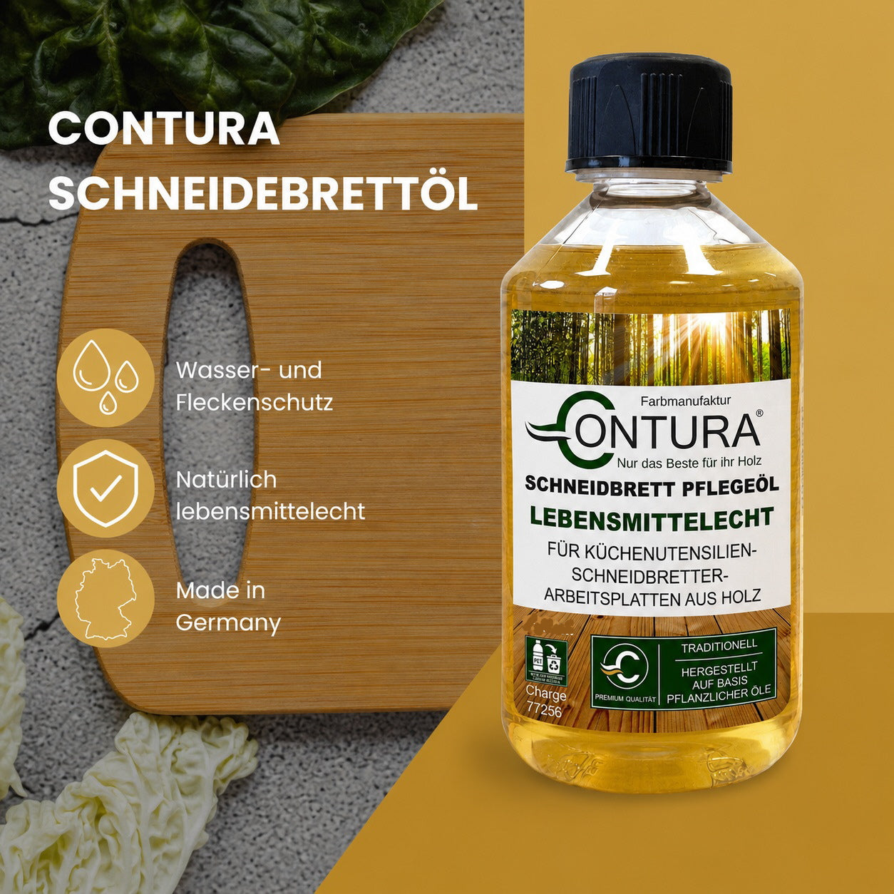 Contura Schneidebrett Pflegeöl Lebensmittecht Arbeitsplatten Holzöl Holz Öl Schneidbrett
