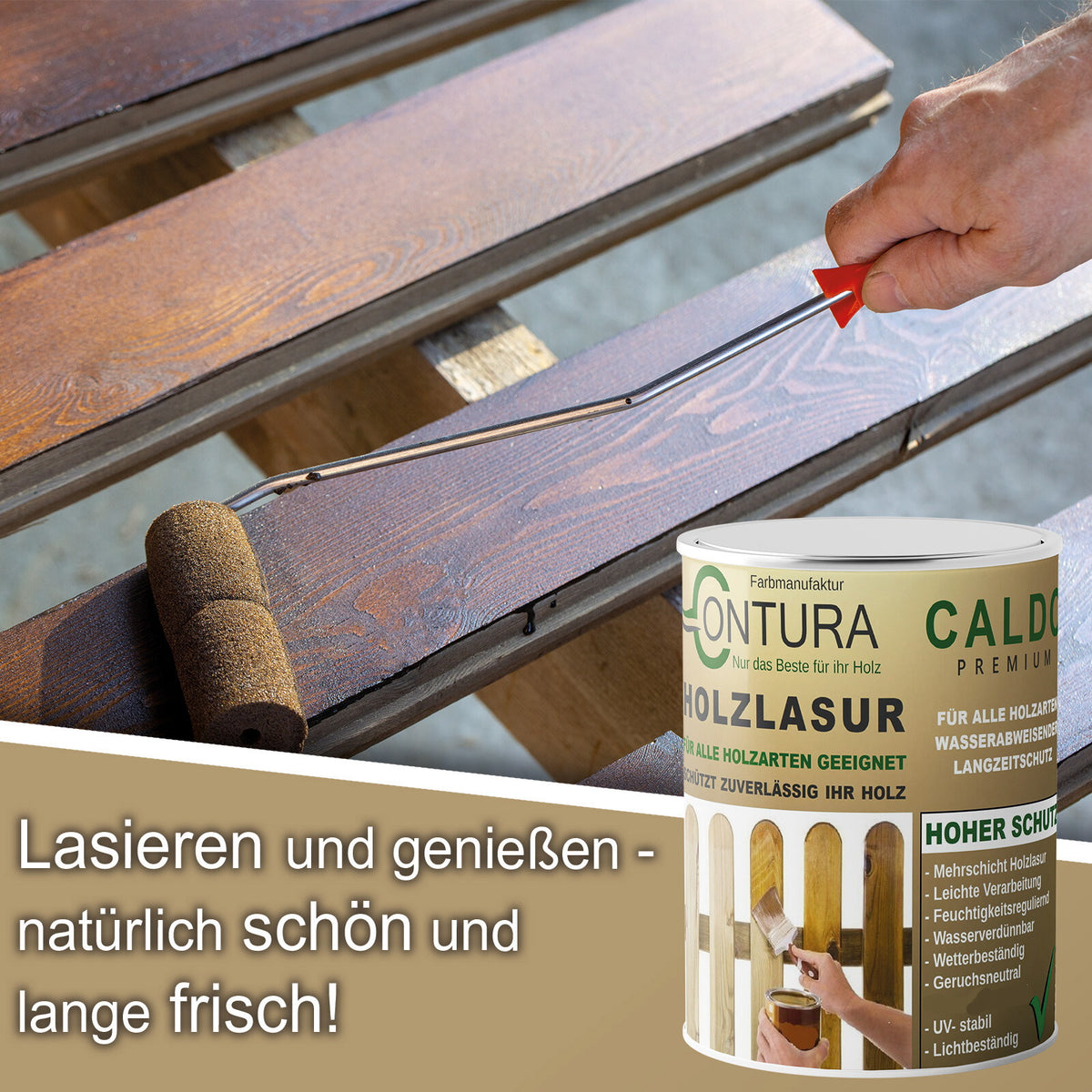 Holzlasur Dickschichtlasur Set + Pinsel 2in1 Dauerschutzlasur Holzschutz Lasur
