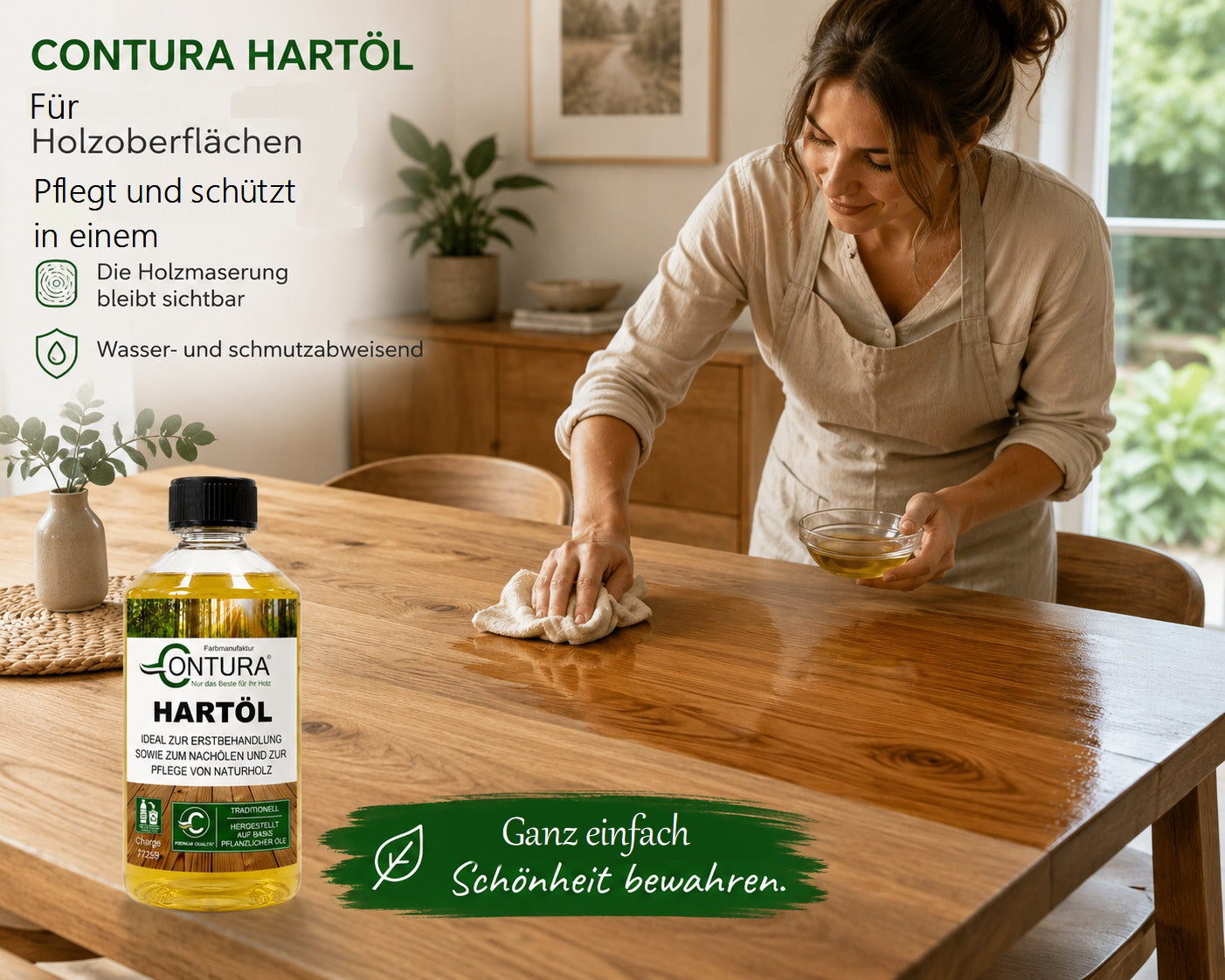 Contura Hartöl Holzöl Premium 250ml Hartwachs Holz Möbel Pflegeöl Farblos