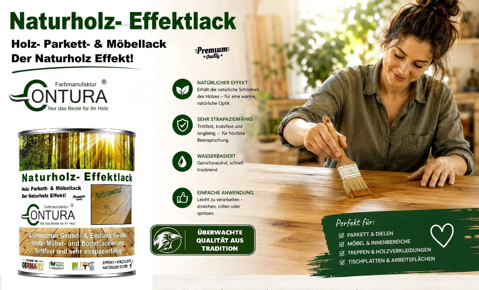 Parkettlack Möbellack Holzlack Naturholzeffekt Lack Matt Naturholz Effektlack