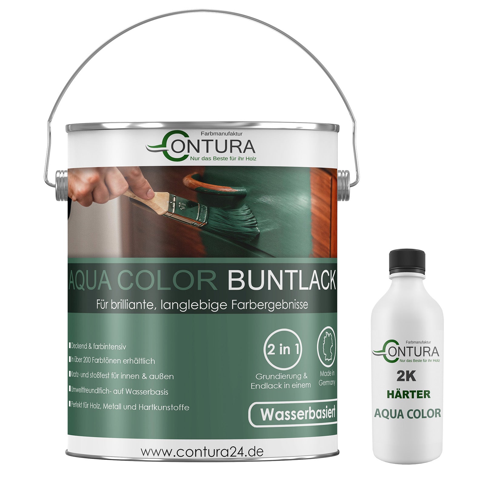 Contura 2K Buntlack Lackfarbe Lack Außen Innen Holz Metall 2 Komponenten Farbe Set mit Härter Holzlack Möbellack - Farbmanufaktur Contura Berkemeier - Farbmanufaktur Contura Berkemeier