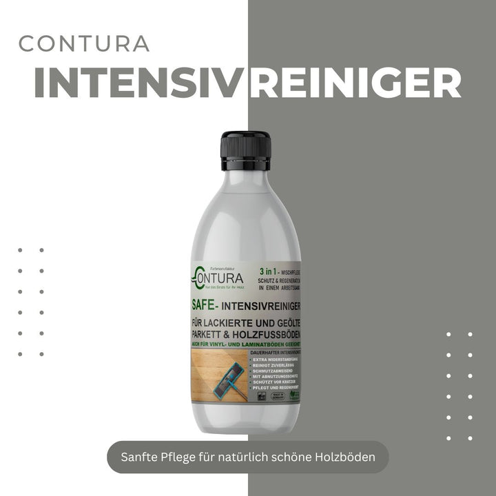 -POS- Contura Wischpflege Reiniger Pflege 3in1 mit Messbecher Holz Parkett Vinyl Laminat Bodenreiniger geölt - Farbmanufaktur Contura Berkemeier - Farbmanufaktur Contura Berkemeier