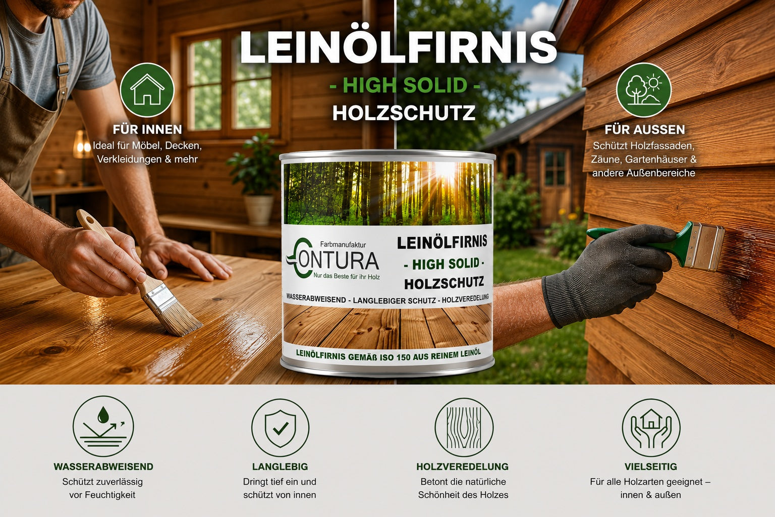 Contura Premium Natur Holzschutz Leinöl Holzöl Leinölfirnis Holz Möbel