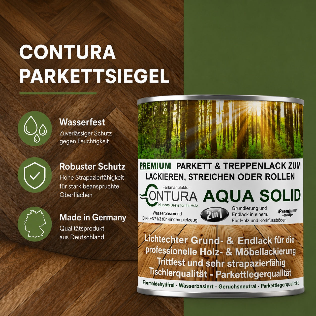 Contura 2 in 1 Parkettsiegel Grundierung und Parkettlack Holzlack