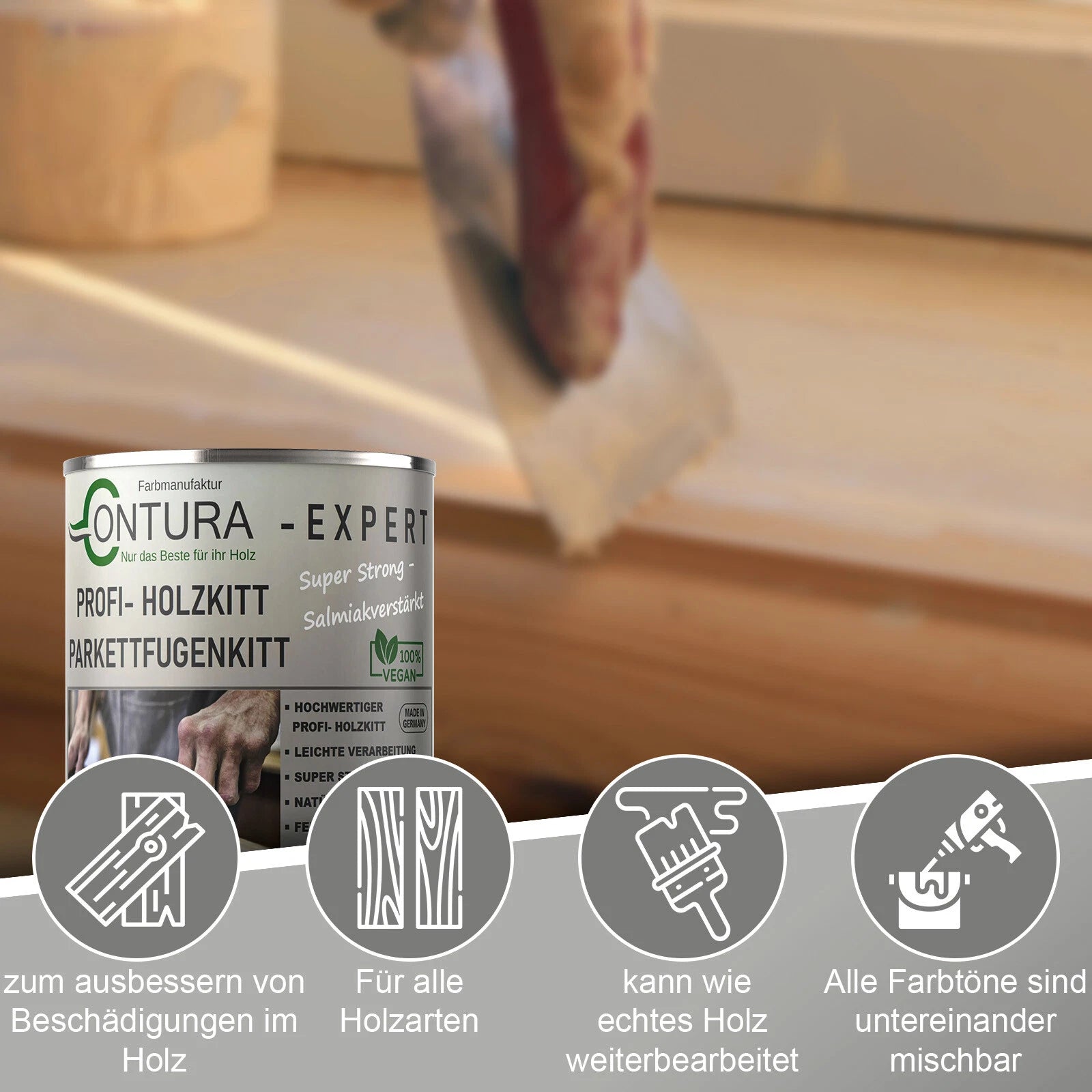 Contura Holzkitt Parkett Fugenkitt Spachtelmasse Kitt Holz Spachtel Holzpaste Knetholz