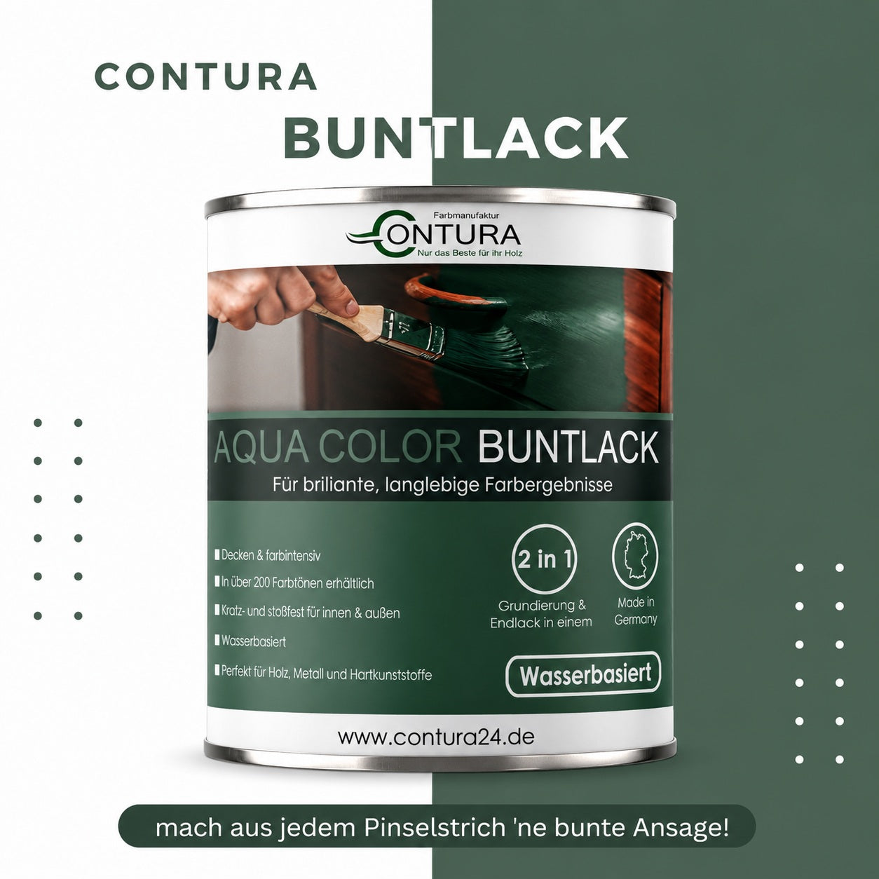 Contura 750ml. Buntlack Lackfarbe Lack Außen Innen Holz Metall Farbe Holzlack Möbellack
