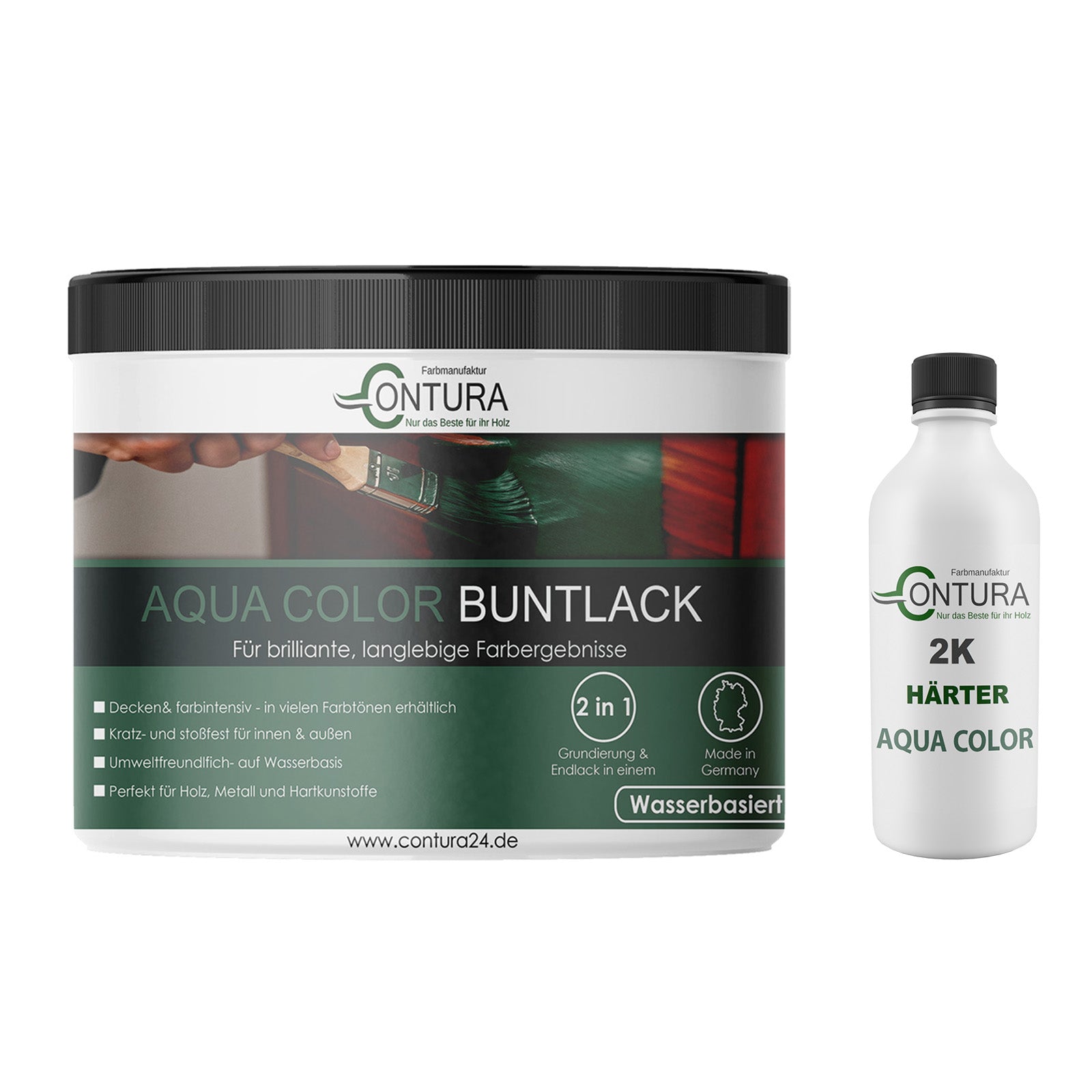 Contura 2K Buntlack Lackfarbe Lack Außen Innen Holz Metall 2 Komponenten Farbe Set mit Härter Holzlack Möbellack - Farbmanufaktur Contura Berkemeier - Farbmanufaktur Contura Berkemeier