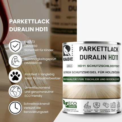 RABE Parkettlack Treppenlack Duralin HD11 Klarlack Hochleistungs Lack 2in1 für Holzboden