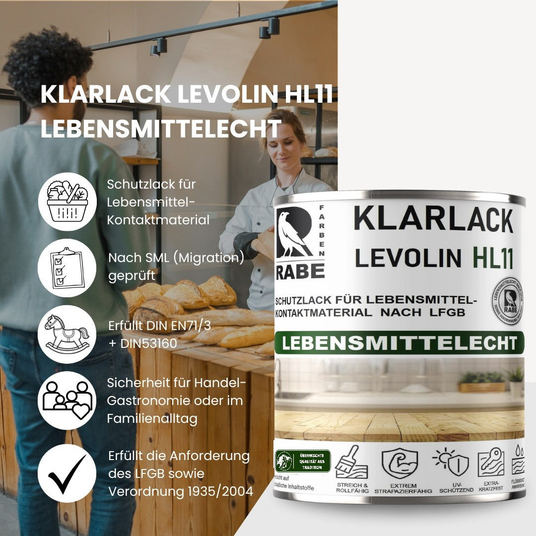 RABE Klarlack Matt Lebensmittelecht LFGB + 1935/2004 Versiegelung Möbellack Holz