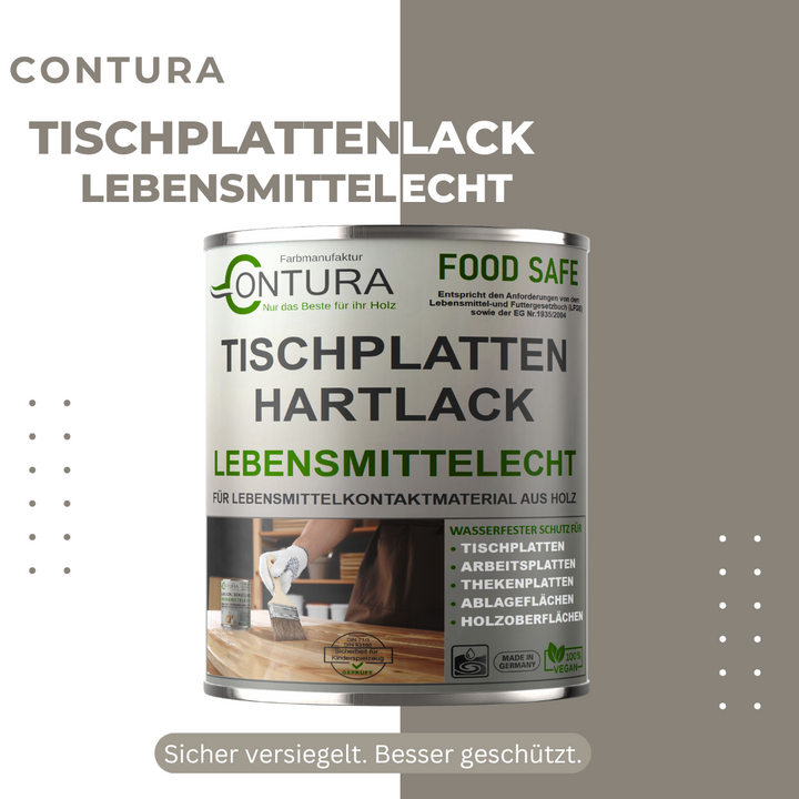 Contura Hartlack Tischplattenlack lebensmittelecht Klarlack Tischplatte Holzlack Lack - Farbmanufaktur Contura Berkemeier - Farbmanufaktur Contura Berkemeier