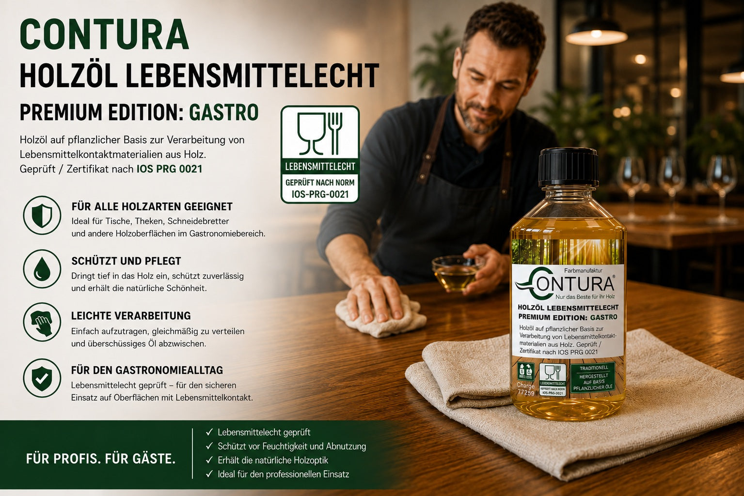 Contura Premium Lebensmittelecht Arbeitsplattenöl Holzöl Naturöl Pflegeöl