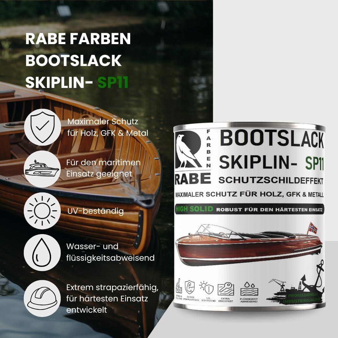 RABE Bootslack Skiplin SP11 High Solid 1K Yachtlack für Holz Metall GFK Boot Versiegelung Farbe - Farbmanufaktur Contura Berkemeier - Farbmanufaktur Contura Berkemeier