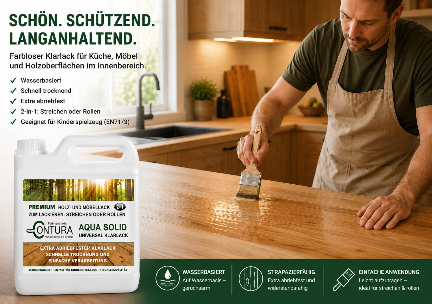 Contura Möbellack 2in1 Holzlack farblos Universallack Holz Lack Klarlack Grundierung
