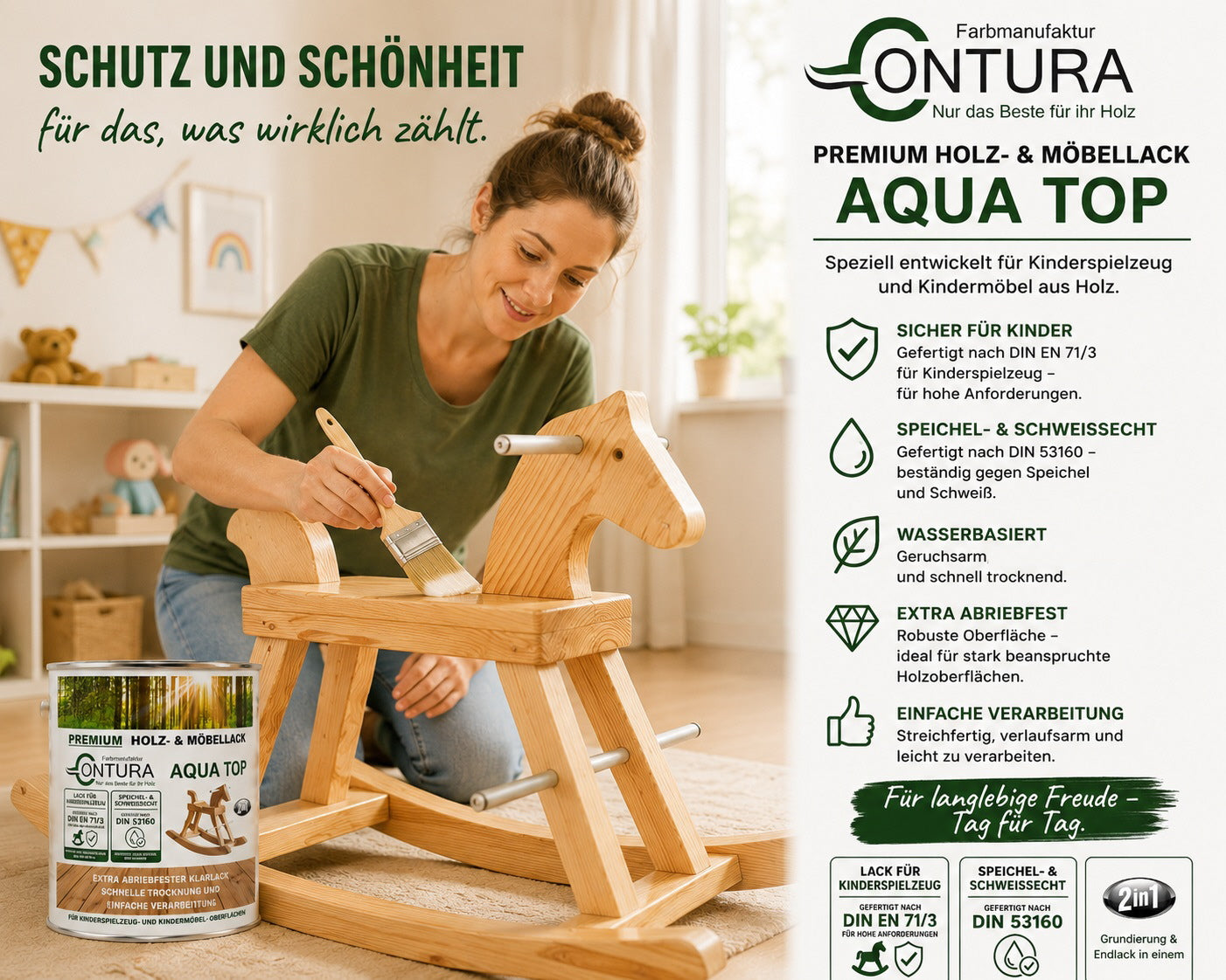 2,5 Liter Lack für Kinderspielzeug DIN EN71/3 Kindermöbel Klarlack