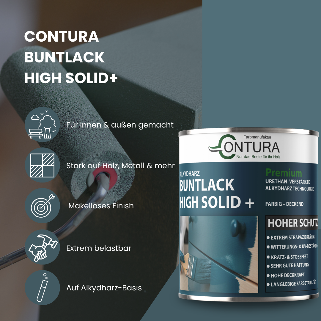 Contura Alkydharz Buntlack High Solid+ Holz Metall Lack Farbe Kunstharzlack - Farbmanufaktur Contura Berkemeier - Farbmanufaktur Contura Berkemeier