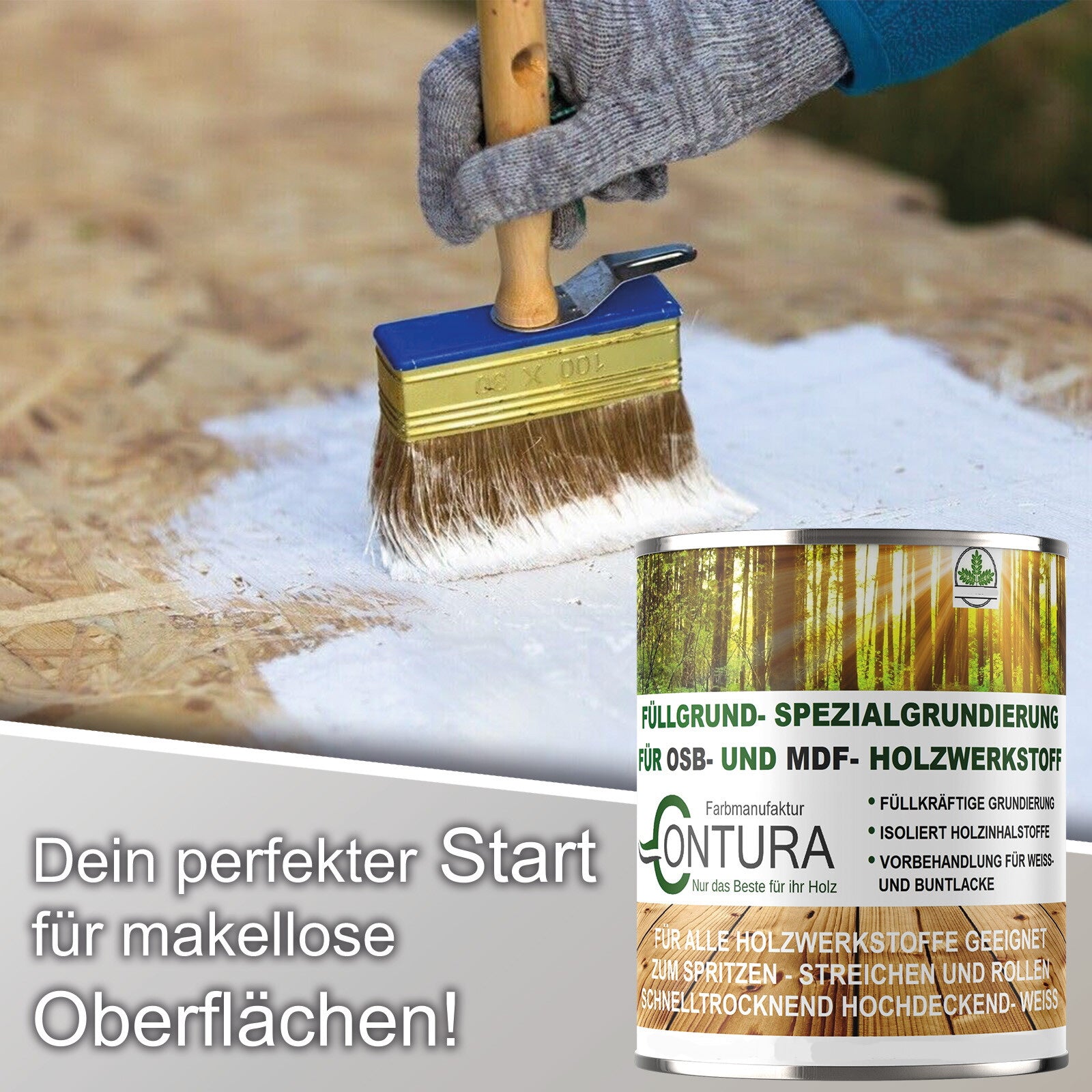 Contura Füllgrund Grundierung Füller weiß OSB MDF Spanplatte Holz Holzfaserplatte