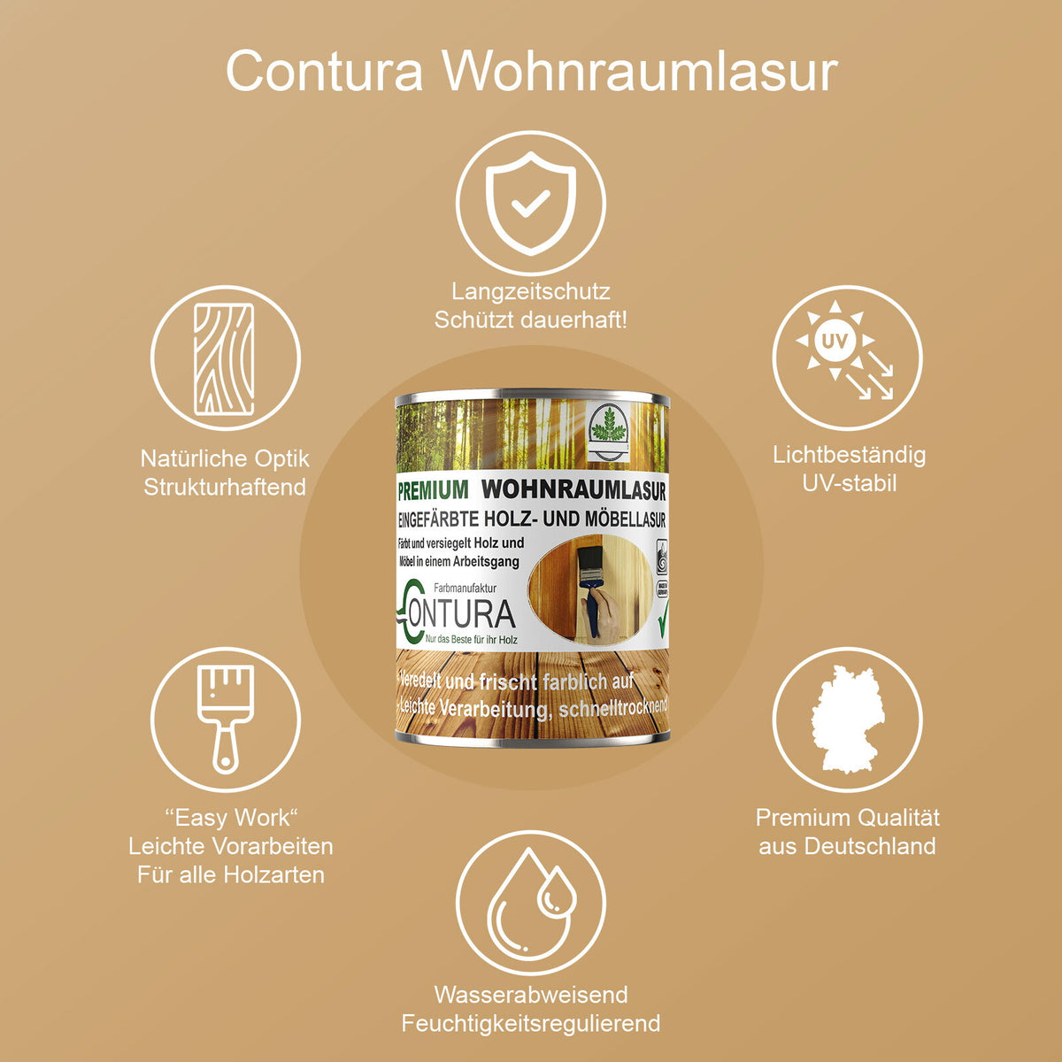 Contura Wohnraumlasur Holzfarbe Möbellasur Lackbeize Möbellack Lacklasur Innenlasur Holzlack