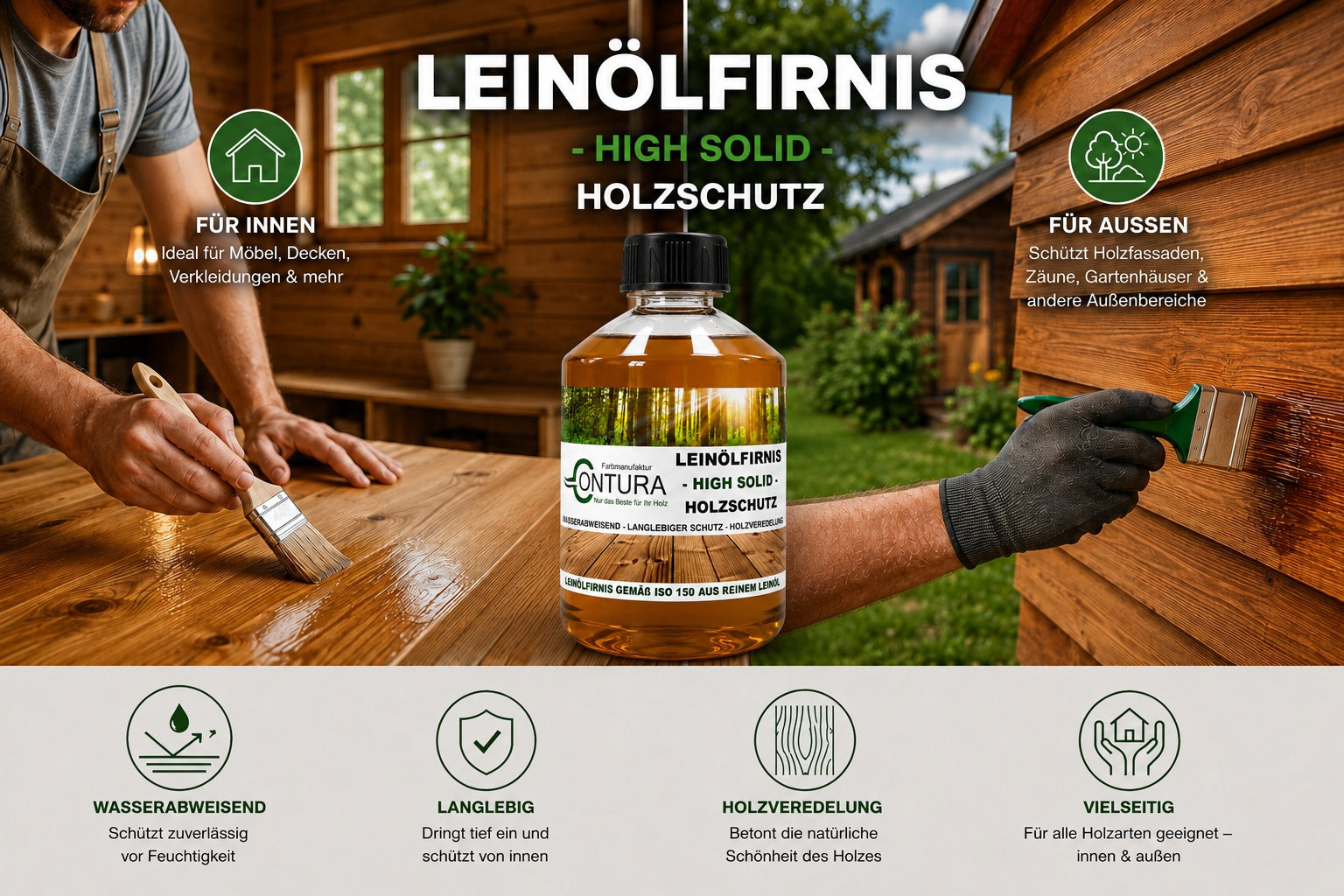 Contura Premium Natur Holzschutz Leinöl Holzöl Leinölfirnis Holz Möbel