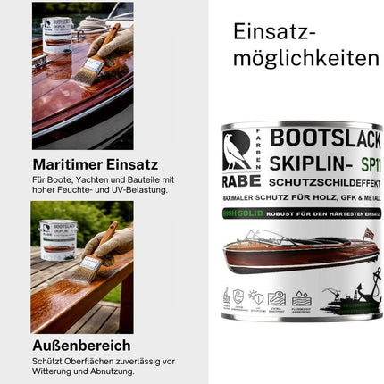 RABE Bootslack Skiplin SP11 High Solid 1K Yachtlack für Holz Metall GFK Boot Versiegelung Farbe - Farbmanufaktur Contura Berkemeier - Farbmanufaktur Contura Berkemeier