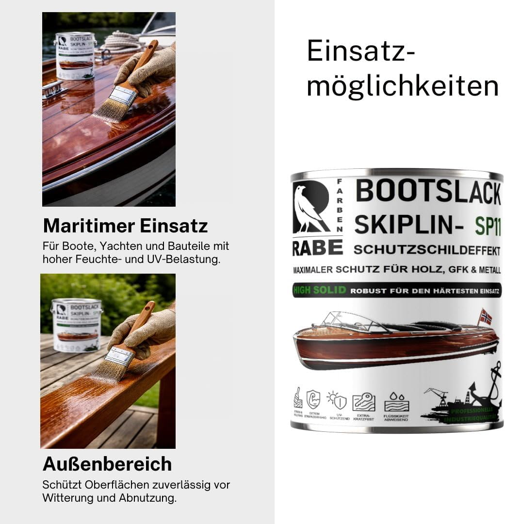 RABE Bootslack Skiplin SP11 High Solid 1K Yachtlack für Holz Metall GFK Boot Versiegelung Farbe - Farbmanufaktur Contura Berkemeier - Farbmanufaktur Contura Berkemeier