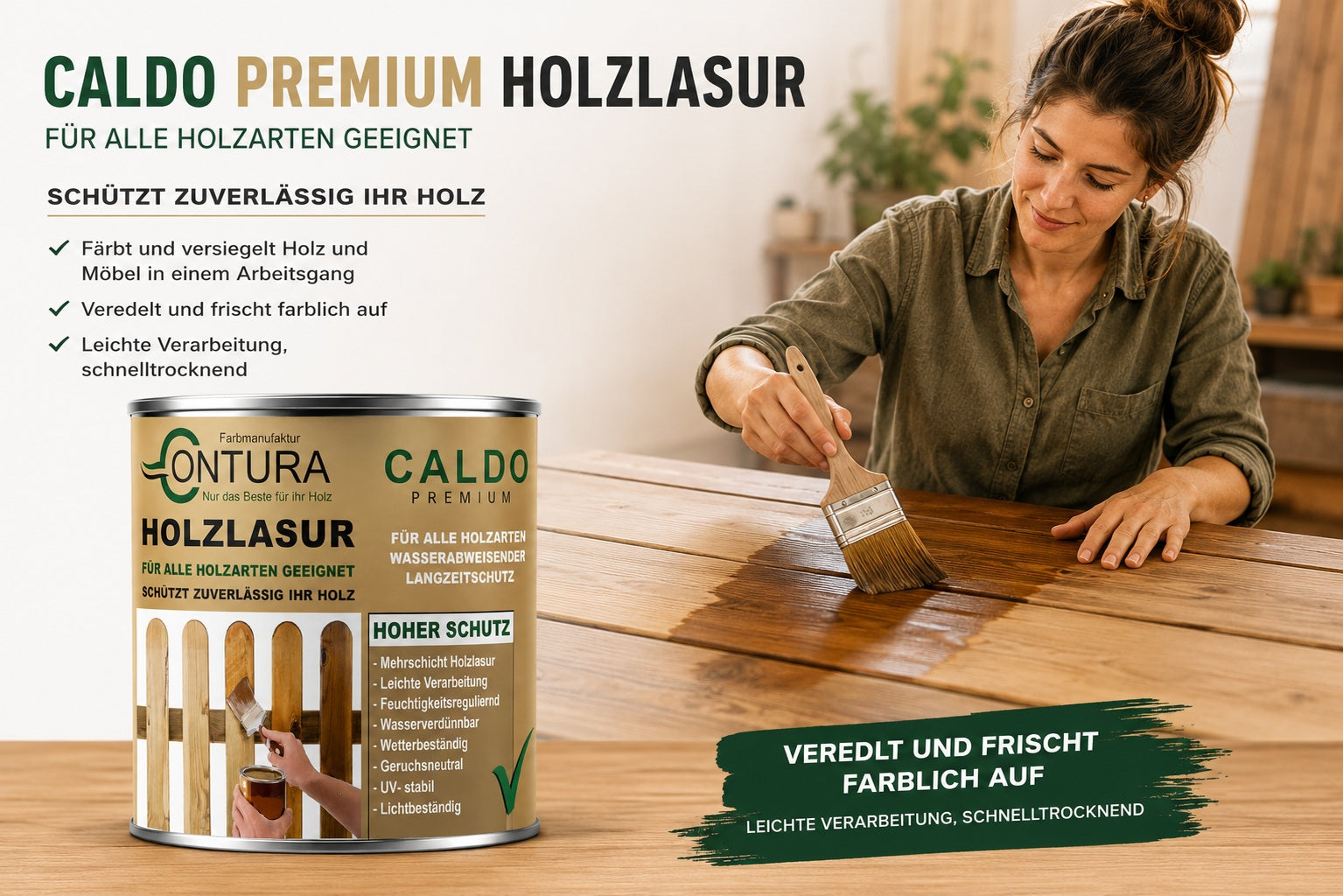 Holzlasur Dickschichtlasur Set + Pinsel 2in1 Dauerschutzlasur Holzschutz Lasur