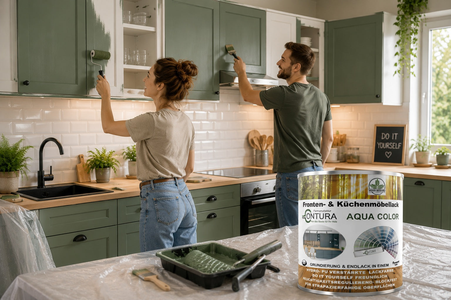 Contura Küchenmöbellack RAL Möbellack GLÄNZEND SET Möbelfarbe Holzlack Buntlack Küchenlack