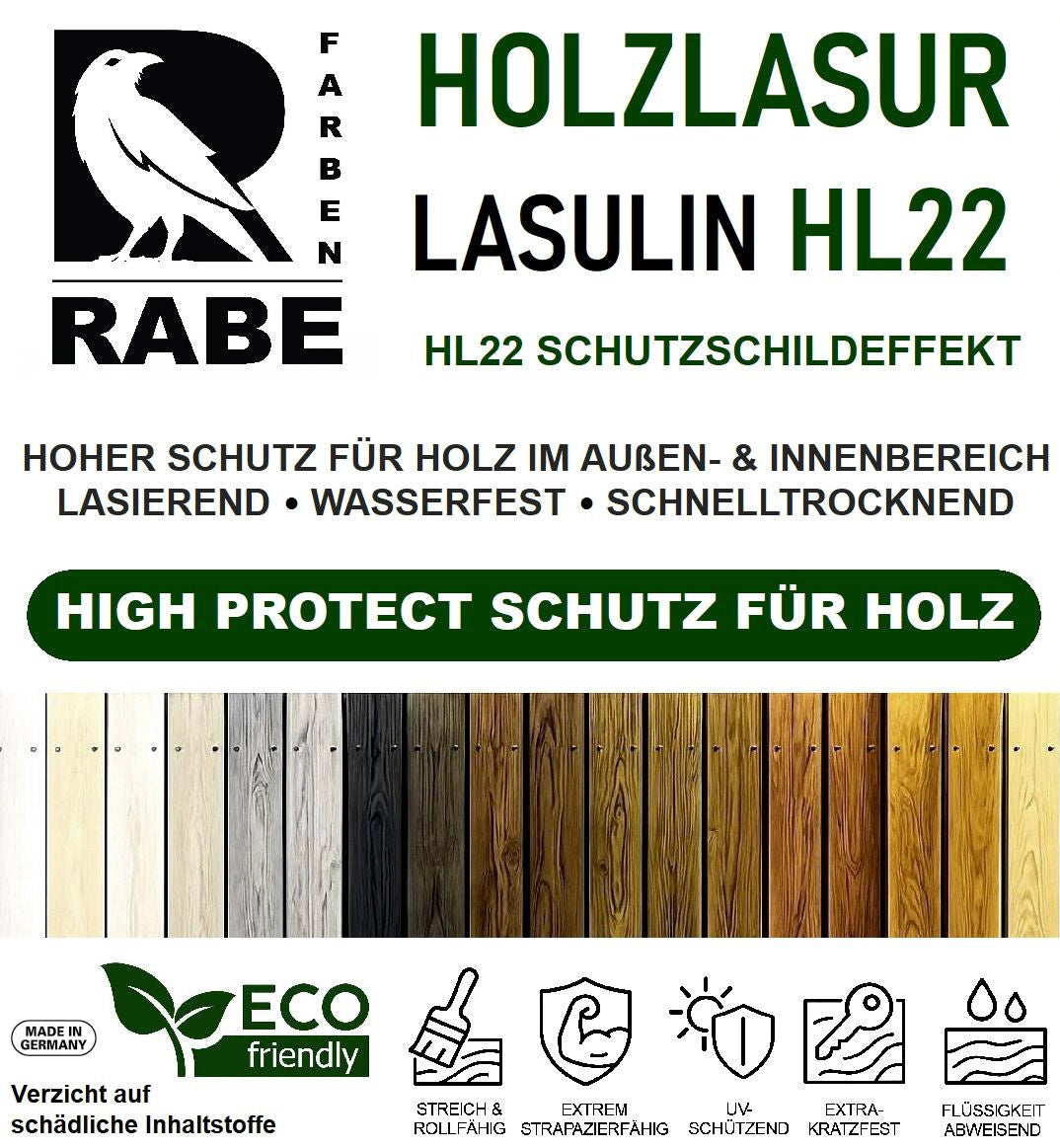 RABE Holzlasur High Protect Holzschutz Dickschichtlasur Außen Gartenholz Lasur - Farbmanufaktur Contura Berkemeier - Farbmanufaktur Contura Berkemeier