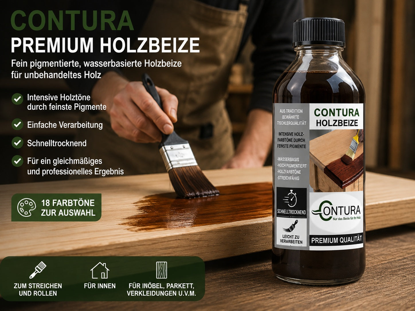 Contura Holzbeize Wasserbeize Möbel Farbe 2,5 Liter