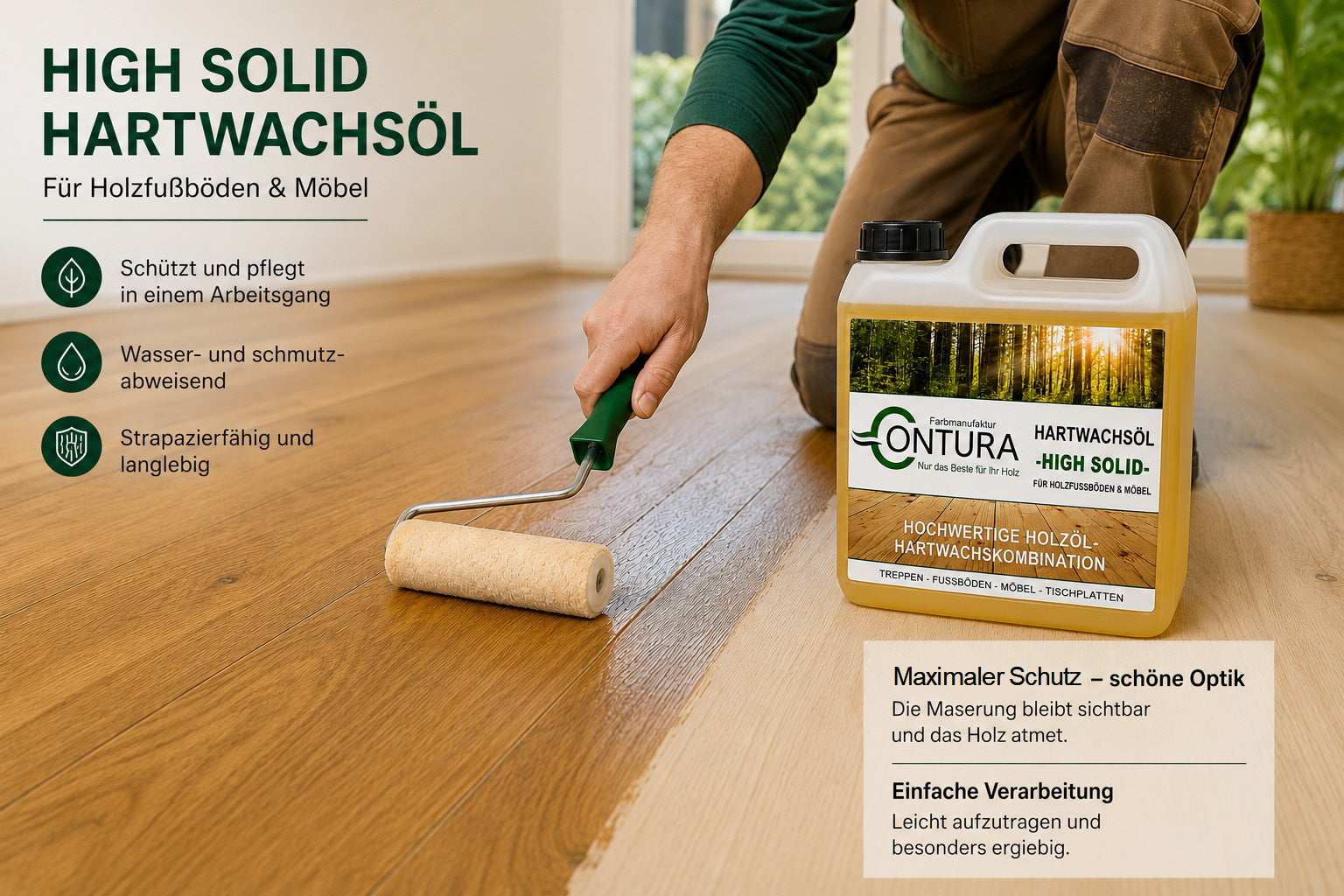 Contura Premium Hartwachsöl High Solid Holzöl Fußböden Möbel Holzschutz