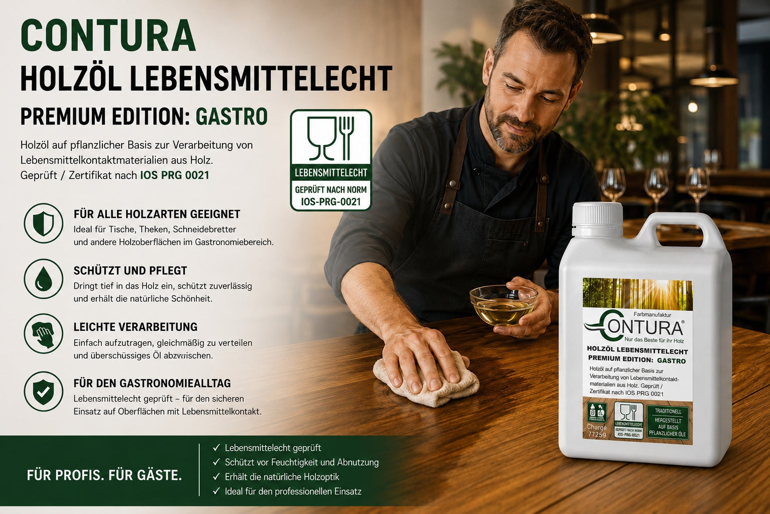 Contura Premium Lebensmittelecht Arbeitsplattenöl Holzöl Naturöl Pflegeöl
