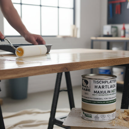 RABE 2K Hartlack für Tischplatten Thekenlack Gastronomie Möbel Holz lack farblos - Farbmanufaktur Contura Berkemeier - Farben Rabe