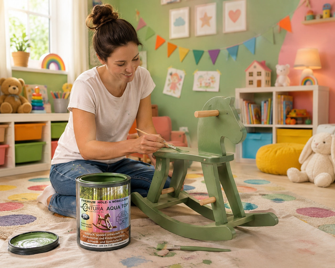 750ml. Möbellack Lack für Kinderspielzeug +32 Farbtöne DIN EN71/3 Kindermöbel Holzlack Kinderzimmer