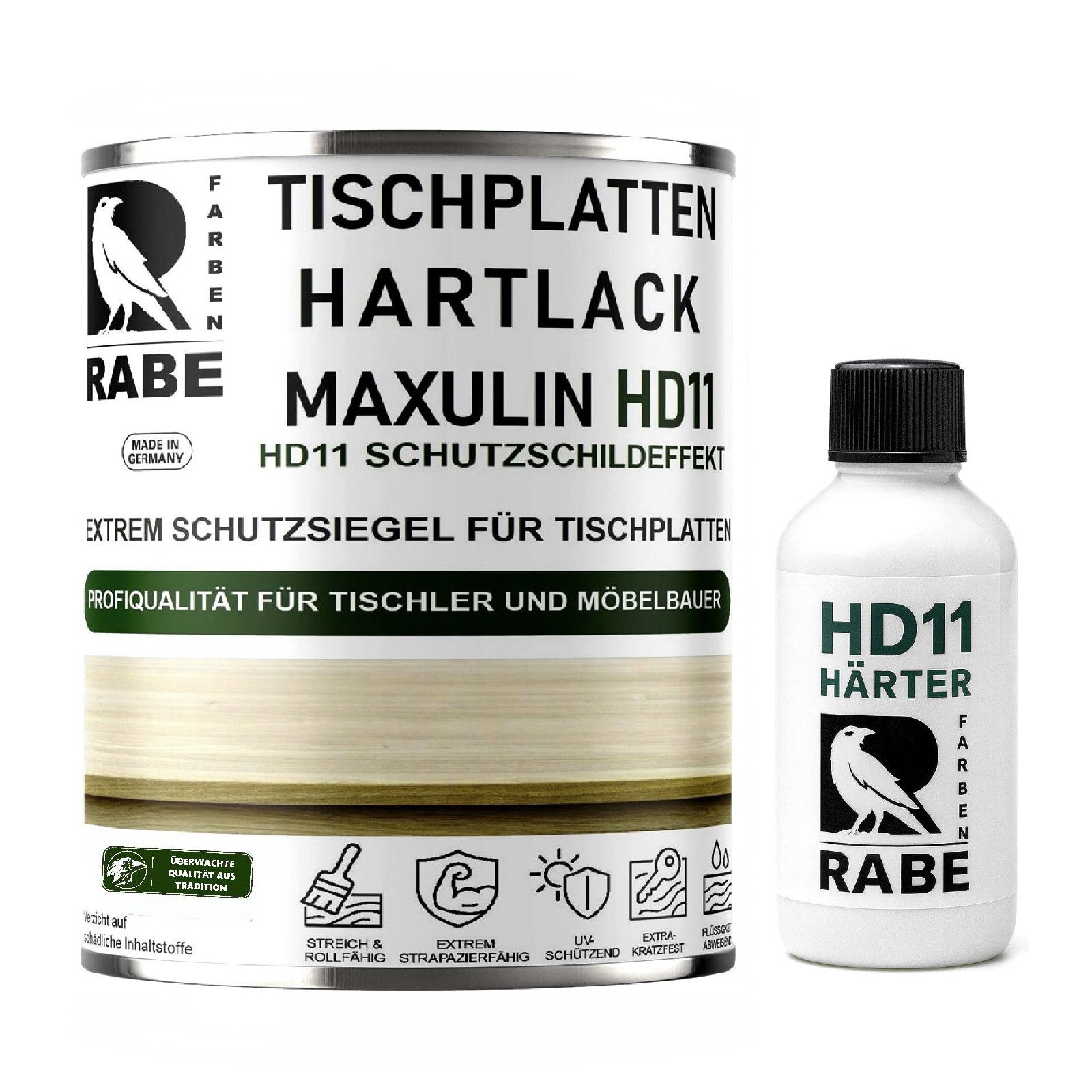 RABE 2K Hartlack für Tischplatten Thekenlack Gastronomie Möbel Holz lack farblos