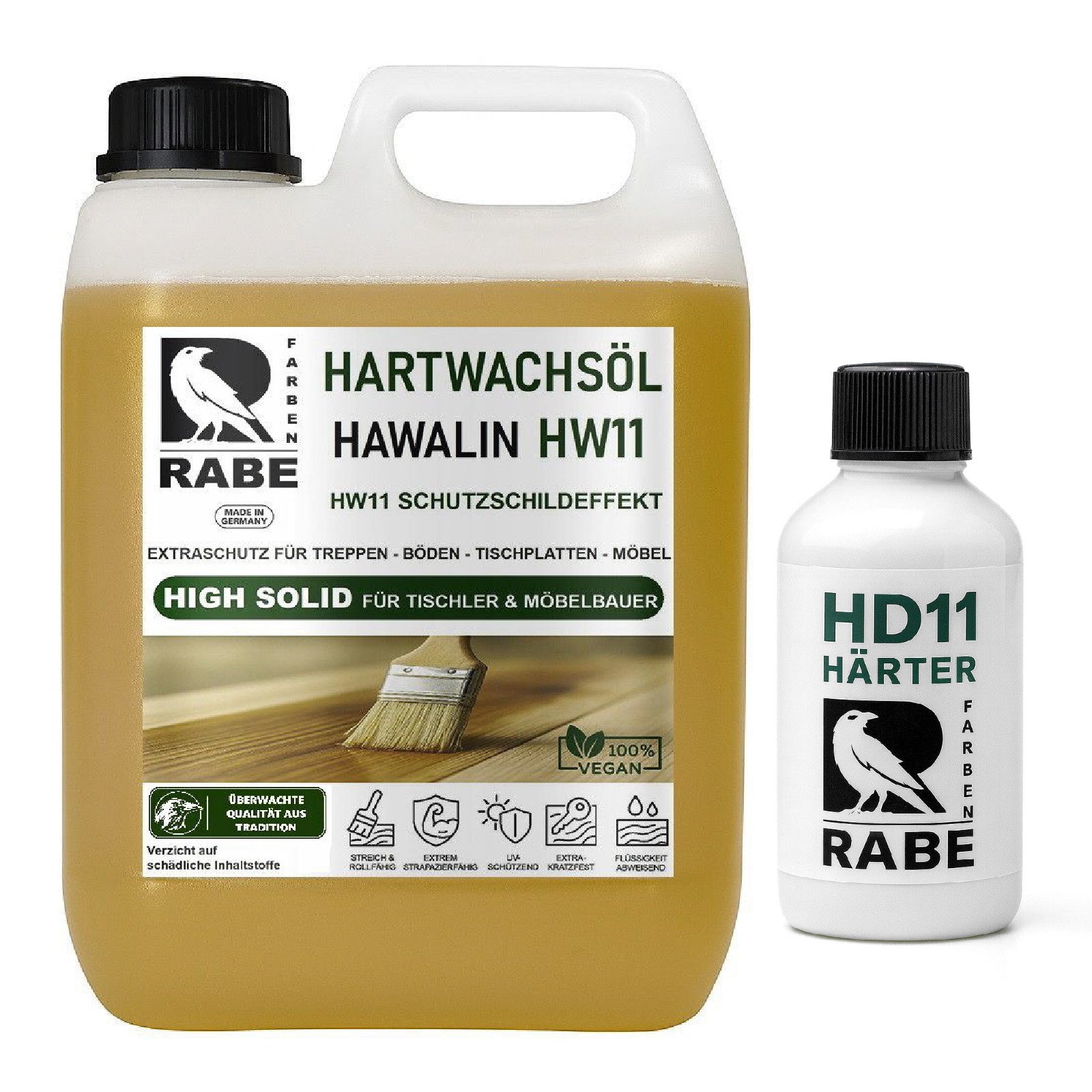 RABE - 2K Hartwachsöl mit Härter High Solid Leicht WEIß seidenmatt Parkett Möbel