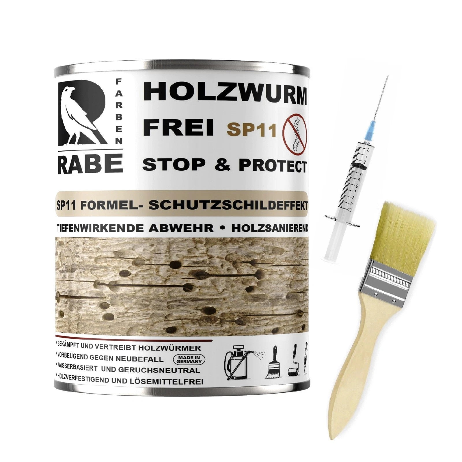 RABE Holzwurm Frei SP11 Effektiver Holzschutz verfestigend Holzbock Holzwurmmittel Ex - Farbmanufaktur Contura Berkemeier - Farben Rabe