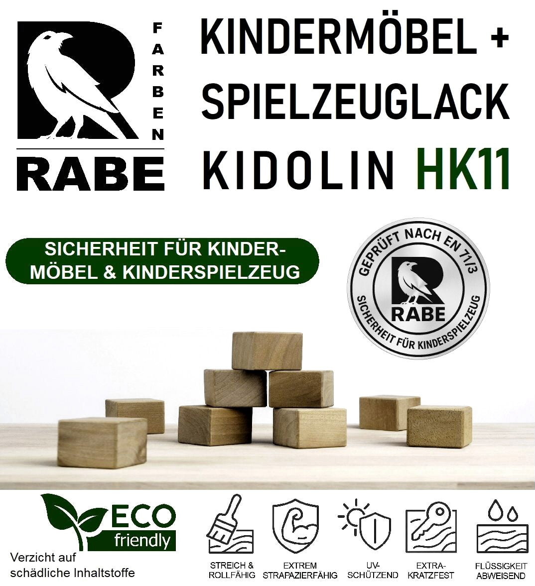RABE Lack Kindermöbel Kinderspielzeug EN71/3 Klarlack Kindersicher speichelecht - Farbmanufaktur Contura Berkemeier - Farben Rabe